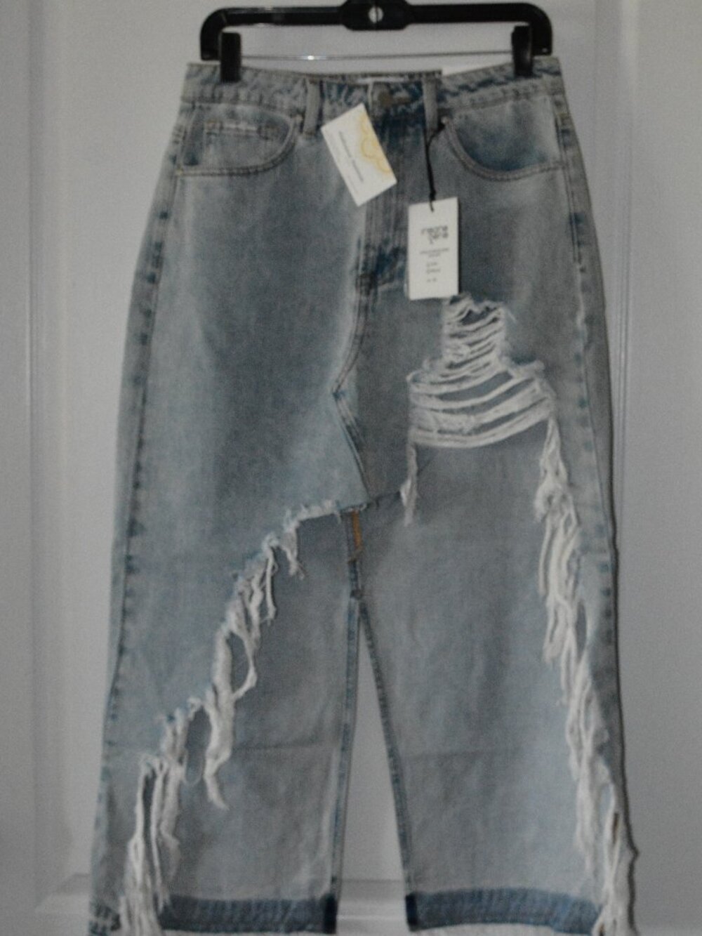 Insane Gene Hi Rise Distressed Panelled Denim Maxi Skirt size Medium